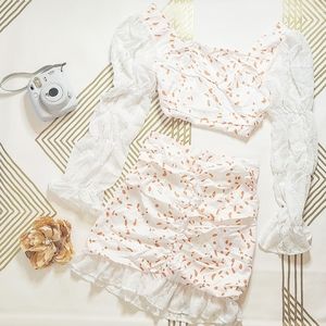 White and orange two piece set
